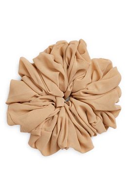 Tasha Oversize Crepe Scrunchie in Neutral