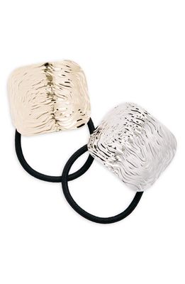 Tasha Textured Metal 2-Pack Hair Ties in Goldsilver