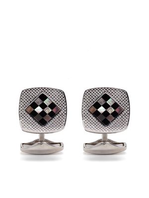 Tateossian silver-plated chequerboard cufflinks