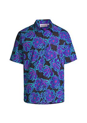 Tattoo Flower Printed Cotton Shirt