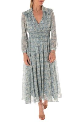 Taylor Dresses Long Sleeve Smocked Maxi Dress in Sage Periwinkle