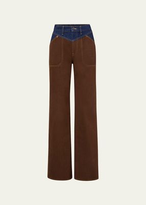 Taylor Two-Tone High Rise Wide-Leg Jeans