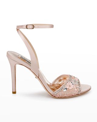 Tazana Satin Crystal Ankle-Strap Sandals