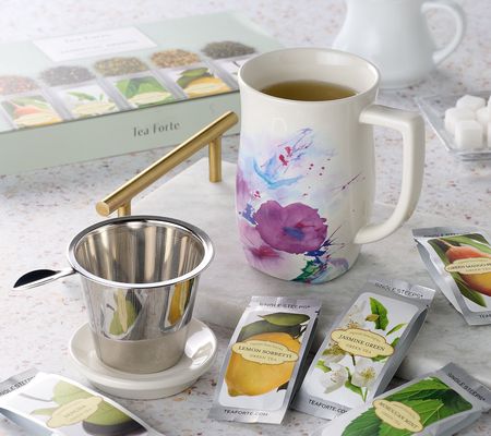 Tea Forte 15 ct Single Steeps with Fiore Steeping Mug