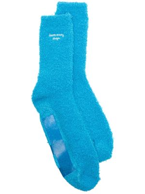 TEAM WANG design logo-embroidered textured socks - Blue