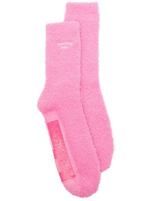 TEAM WANG design logo-embroidered textured socks - Pink
