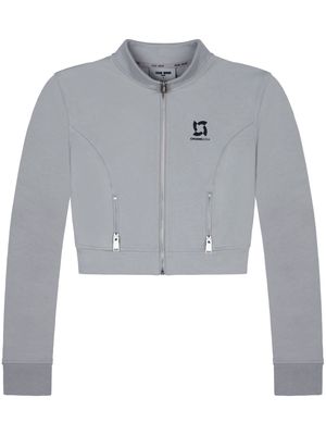 TEAM WANG design logo-print cropped track jacket - Grey