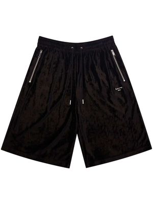 TEAM WANG design Stay For The Night velvet shorts - Black