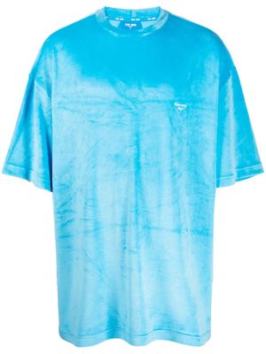 TEAM WANG design Stay For The Night velvet T-shirt - Blue
