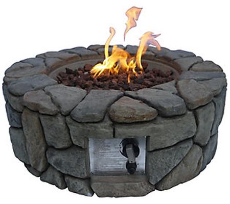 Teamson Home 28 Outdoor Round Stone PropaneGas Fire Pit