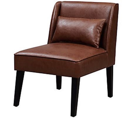 Teamson Home Brown Lounge Chair with Pillow and Wooden Legs