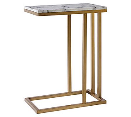 Teamson Home Marmo C Shape Table - Faux Marble/ Brass