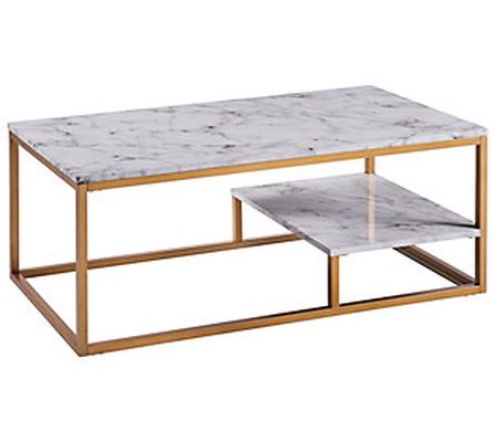 Teamson Home Marmo Coffee Table - Faux Marble/ Brass
