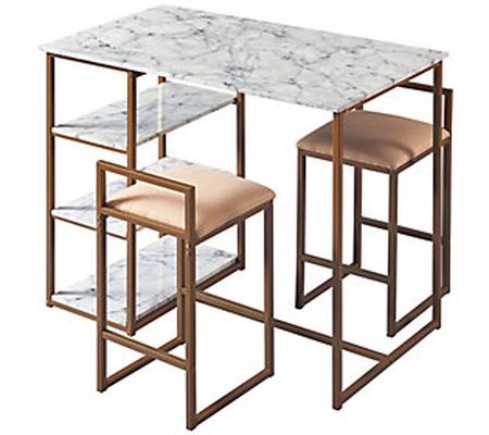 Teamson Home Marmo Table Dining Set Faux Marble Top