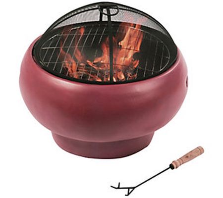 Teamson Home Outdoor 22" Round Concrete Wood Bu rning Fire Pit