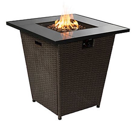 Teamson Home Outdoor 29" Propane Gas Fire Pit w th Rattan Base