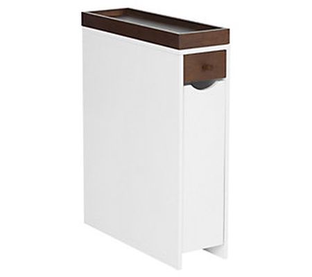 Teamson Home - Slim Bathroom Cabinet with 1 Top Tray 1 Drawer