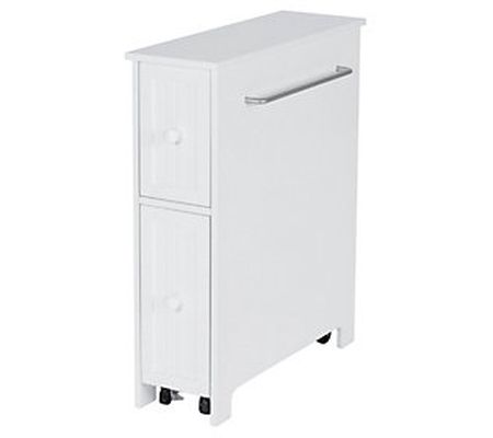 Teamson Home - Slim Bathroom Cabinet with 2 Sli de Out Storage
