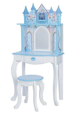 Teamson Kids Fantasy Fields Dreamland Castle Vanity & Chair Set in White /Ice Blue