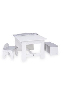 Teamson Kids Fantasy Fields Little Artist Table, Chair & Bench Set in White 