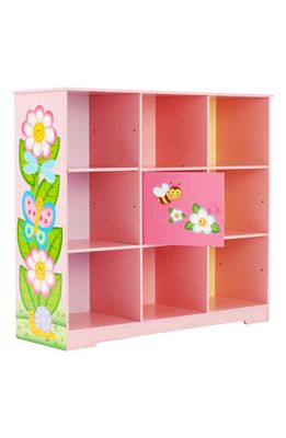 Teamson Kids Fantasy Fields Magic Garden Adjustable Cube Wood Bookshelf in Pink/Green