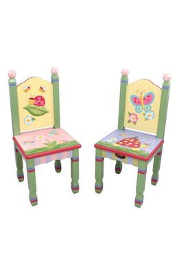 Teamson Kids Fantasy Fields Magic Garden Wood Chair Set in Pink/Green