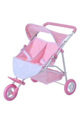 Teamson Kids Olivia's Little World Twinkle Star Princess Collection Twin Doll Stroller in Pink