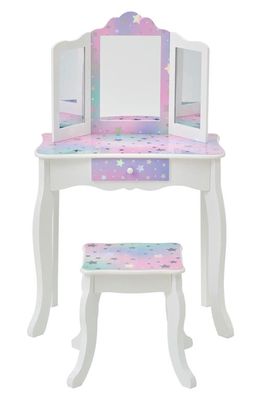 Teamson Kids Princess Gisele Star Sky Vanity & Stool Set in White/Lavender