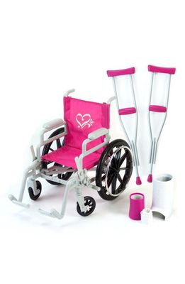 Teamson Kids Sophia's Doll Wheelchair & Crutch Set in Hot Pink/Silver