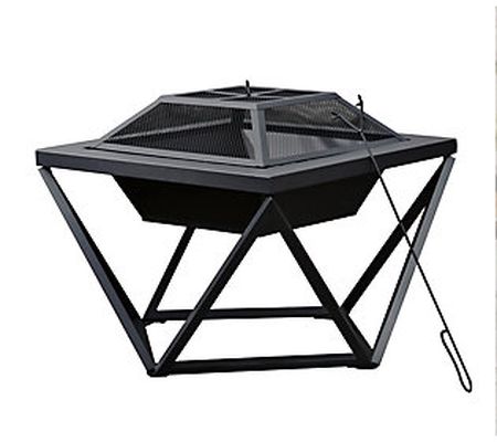 Teamson Outdoor 24" Wood Burning Fire Pit with eometric Base