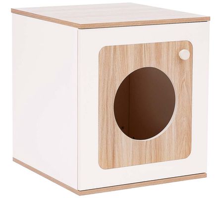 Teamson Pets Wooden Cat Litter Box Enclosed Side Table