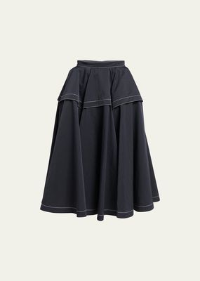 Tech Nylon Midi Circle Skirt