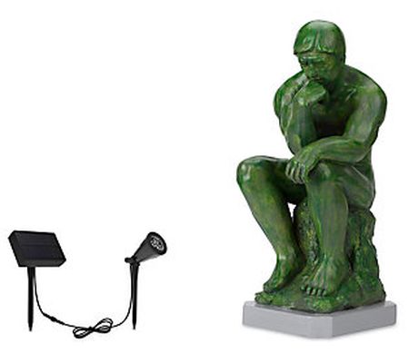 Techko Thinker Statue with Solar Spotlight