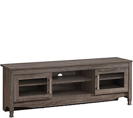 Techni Mobili Grey Driftwood TV Stand with Stor age Cabinets