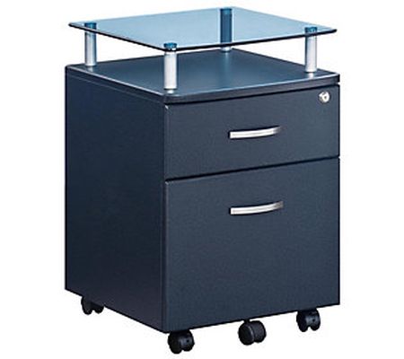 Techni Mobili Rolling File Cabinet with Glass T op