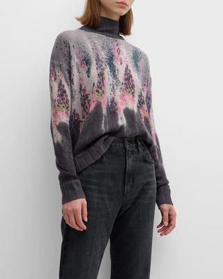 Technicolor Abstract-Print Cashmere Sweater