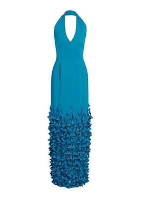 Techno Crepe Halter Gown