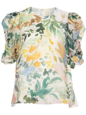 Ted Baker botanical-print chiffon blouse - White