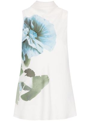 Ted Baker flower-print sleeveless blouse - White