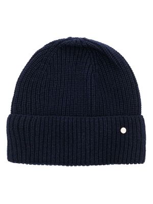 Ted Baker logo-plaque ribbed beanie - Blue