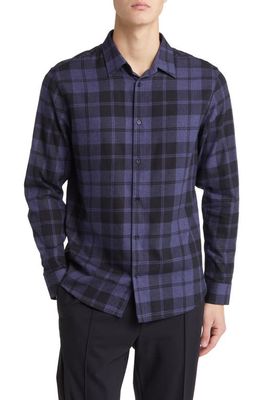 Ted Baker London Abacus Regular Fit Plaid Flannel Button-Up Shirt in Navy