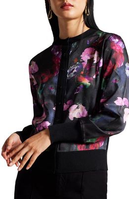 Ted Baker London Abbalee Floral Cardigan in Black