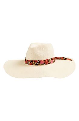 Ted Baker London Abbyyy Print Trim Straw Sun Hat in Ecru