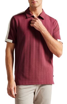 Ted Baker London Abloom Relaxed Fit Zip Polo in Maroon