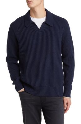 Ted Baker London Ademy Ribbed Wool Polo Sweater in Navy