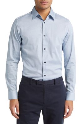 Ted Baker London Alham Slim Fit Herringbone Print Stretch Button-Up Shirt in Pale Blue