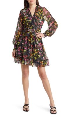Ted Baker London Amarya Floral Long Sleeve Fit & Flare Dress in Black