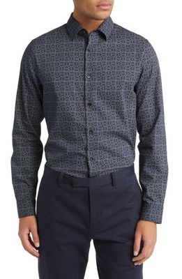 Ted Baker London Andover Slim Fit Stretch Cotton Button-Up Shirt in Navy