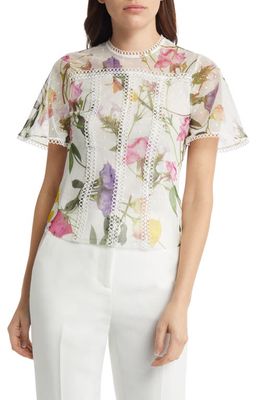 Ted Baker London Arelln Floral Mesh Top in White