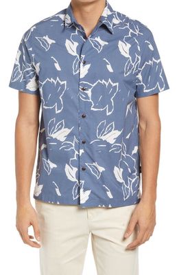 Ted Baker London Ashby Floral Short Sleeve Button-Up Shirt in Blue